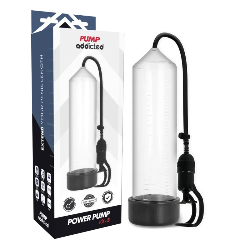 Pump Addicted · RX5, pompe à pénis transparente — photographie du produit