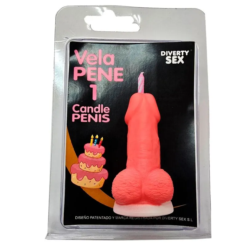 Diverty Sex · Diablo picante - bougie pénis en forme de chiffre 1 rose — photographie du produit