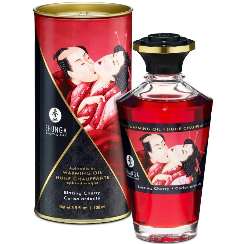 Shunga · Huile de massage chauffante cerise intense 100 ml — photographie du produit