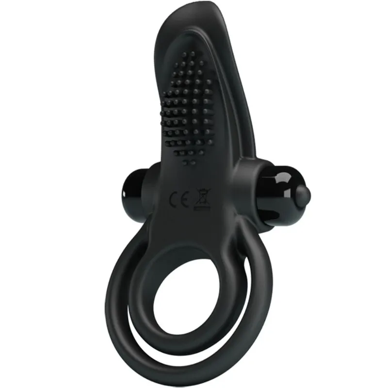 Pretty Love · Pretty love - double anneau vibrant + stimulateur de clitoris 10 vibrations noir — photographie du produit