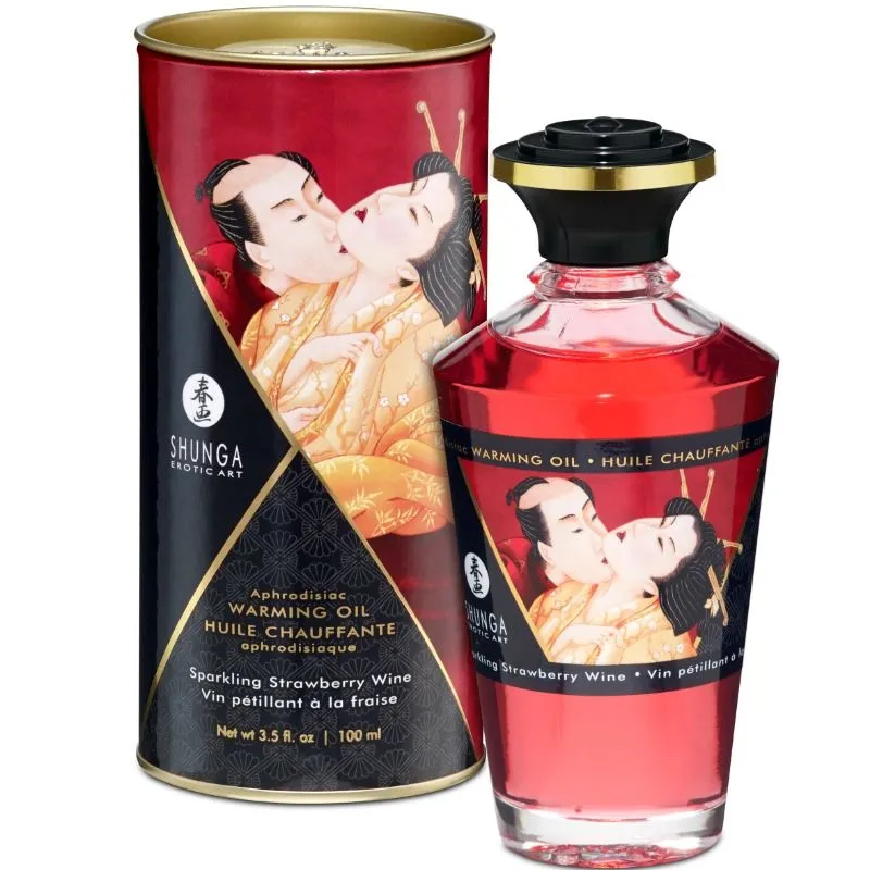 Shunga · Huile de massage chauffante fraise et cava 100 ml — photographie du produit