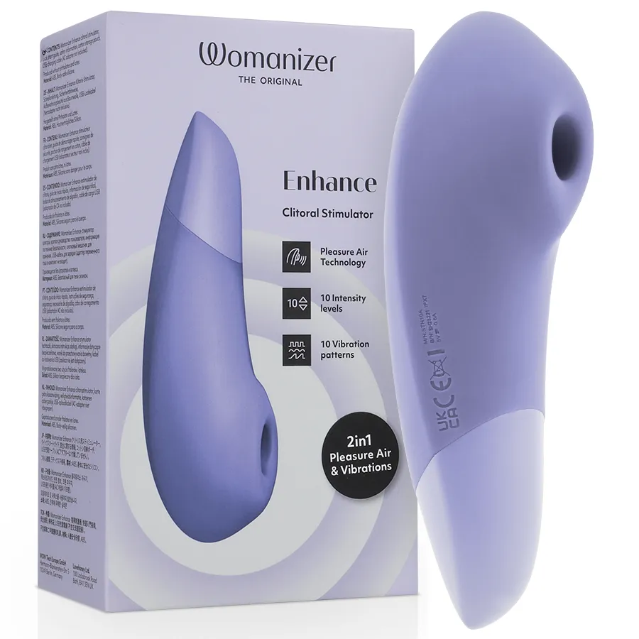 Womanizer · Enhance, stimulateur Pleasure Air et vibrations lilas — photographie du produit