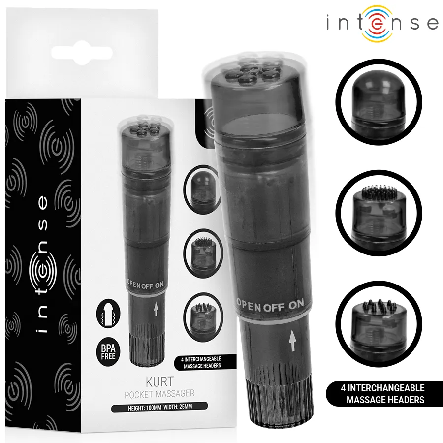 Intense · Mini masseur kurt avec 4 têtes interchangeables noir — photographie du produit