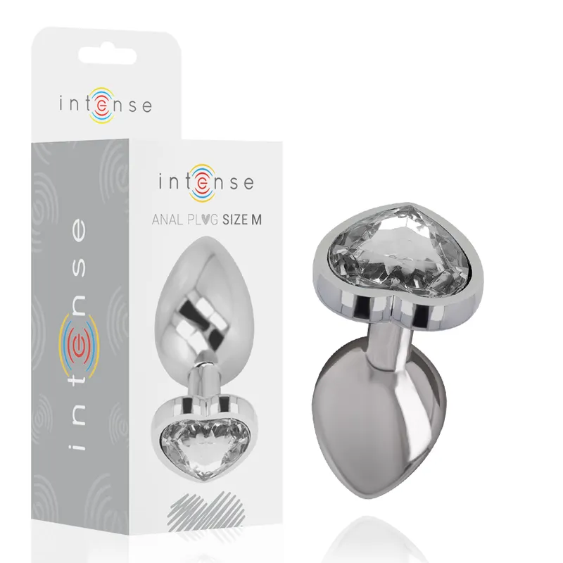Intense · Plug anal métal aluminium coeur blanc taille m — photographie du produit