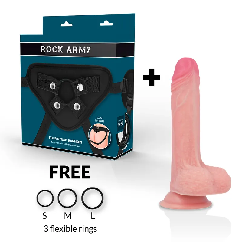 Rock Army · Mustang, harnais et gode en silicone liquide 18 cm — photographie du produit